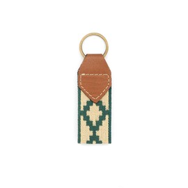 GauchoLife Leather and Woven Key Fob or Key Chain (Green Inv)