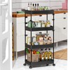 SPACEKEEPER Storage Cart 4-Tier, Bathroom Rolling Cart Utility Storage Organizer