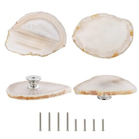 Cozy Tower Agate Knobs for Cabinets and Drawers, Unique Drawer Pulls and Knobs, Bifold Closet Door Knobs Dresser Knobs Kitchen Cabinet Hardware (Natural Color Agate)