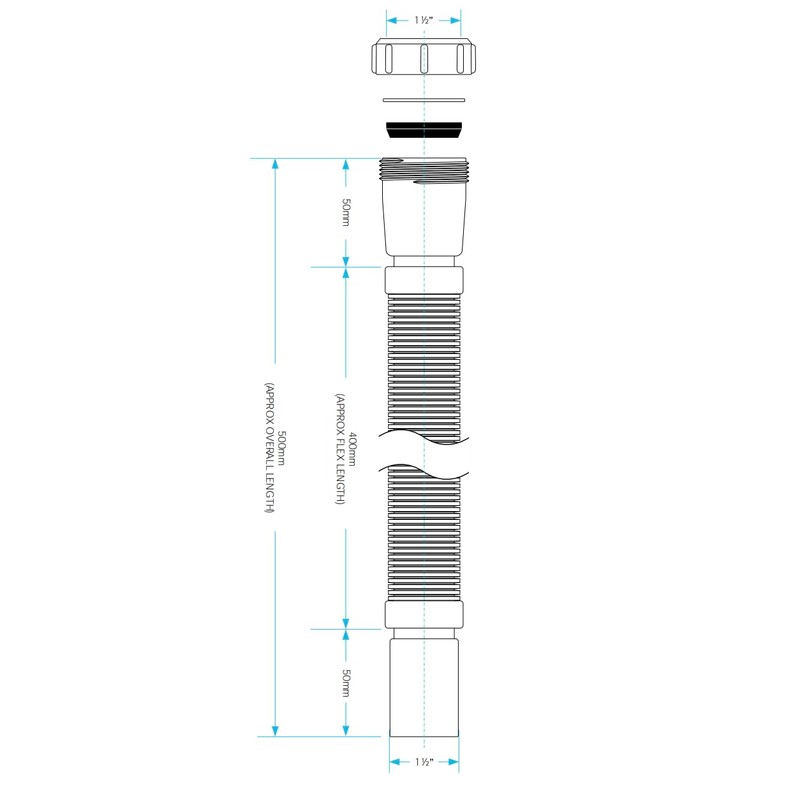 Universal Flexible Connector - 1.1/2 Inch x 40mm Compression x