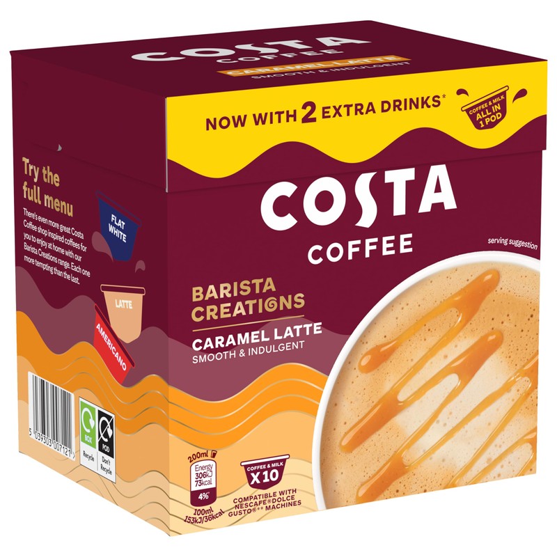 Costa Coffee Dolce Gusto Caramel Latte One Pod 10 x