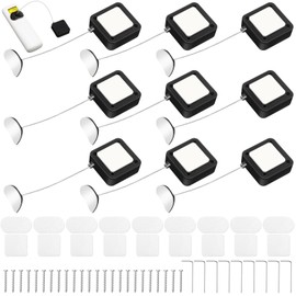 Mimorou 9 Pcs 6.5 ft Retractable Security Cable Lock with Double Sided Adhesive and Screws TV Remote Control Tether Cord Leash Anti Lost Rope Security Lanyard Lock for TV Tablets Showroom