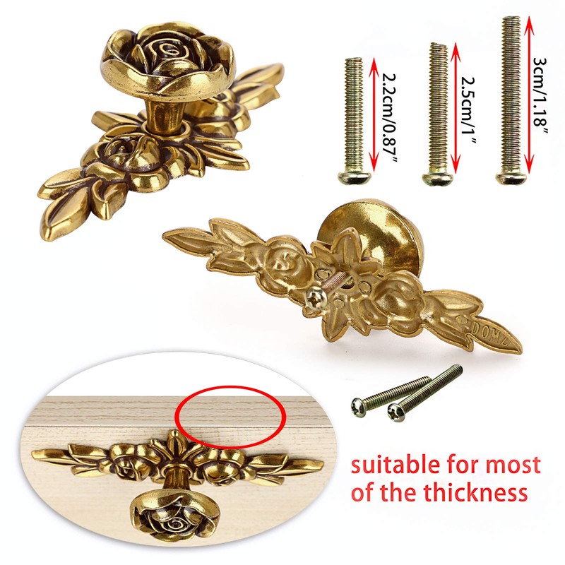 JUXYES Pack of 5 Euro Rose Decorative Cabinet Knobs with