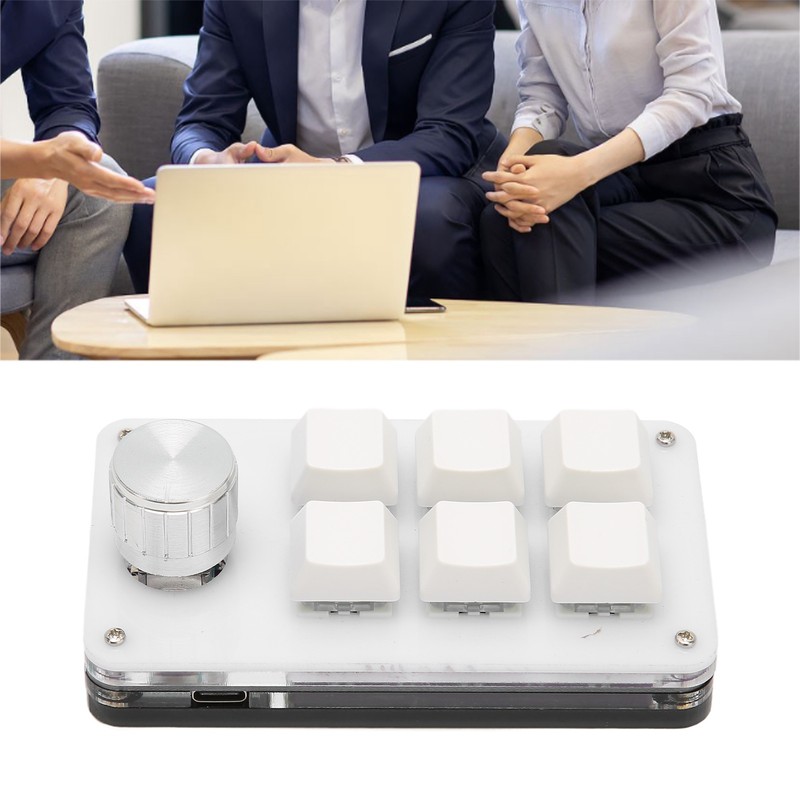 6 Key One Handed Mechanical Keyboard with Knob Wired Plug