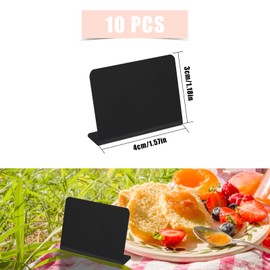 10pcs Mini Chalkboard Signs with 2pcs Pens, 4x3inch Small Chalkboard Message Sign Rectangle Food Labels for Party Buffet Wedding Birthday Christmas Festival Parties (Matte Black)