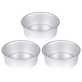 HomeMall - Juego de 3 moldes redondos de 6 pulgadas, para hornear pasteles de aluminio, para bodas, cumpleaños, resistentes antiadherentes y aptos para lavaplatos, herramientas de hornear de grado