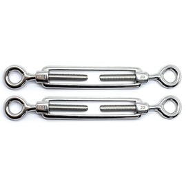 M8 x 120mm Eye & Eye Turnbuckles Wire Tensioner Strainer Closed Hook Threaded Hook A4 Marine Grade Stainless Steel (Pack of 2)