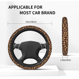 Leopard Steering Wheel Covers Non Slip Neoprene Steering Wheel Protector Cover Universal 15 Inch for Men Women