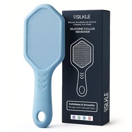 SILKLE Silicone Foot Callus Remover - Nano Glass Foot File for Dead Skin and Cracked Heels - Callus Remover for Feet & Hard Skin - Ergonomic Foot Scrubber & Exfoliator for Soft, Smooth Feet - Blue