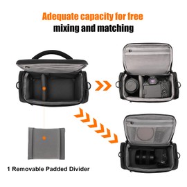 Cwatcun Camera Bag, Single Shoulder Camera Bag, Sling Crossbody Compact Camera Bag Case Compatible for Canon Nikon Sony SLR DSLR Mirrorless Cameras and Lenses Water Resistant Camera Bag (Black, Large)