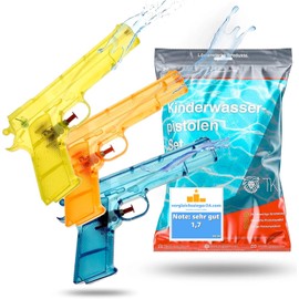 TK Gruppe Timo Klingler Set of 3 Water Pistols - Approx. 15 cm with Long-Range Water Pistol, Small Mini For Children