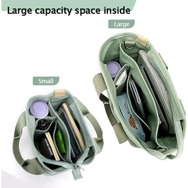 Tuobo Small Tote Bag with Zipper, 2024 Canvas Multi-Pocket Crossbody Bag Shoulder Bag Satchel Hobo Bag Messenger Bag