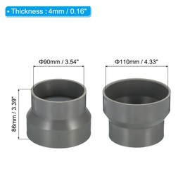 PATIKIL 110-90mm Duct Reducer Connector Heating Cooling Ventilation Tube Fire Enhancer Adapter Pipe Fitting for Vent System Gray