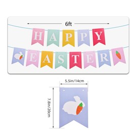 Happy Easter Banner Kit - Easter Bunny Carrot Flags + String Needle for Easter Home Decor