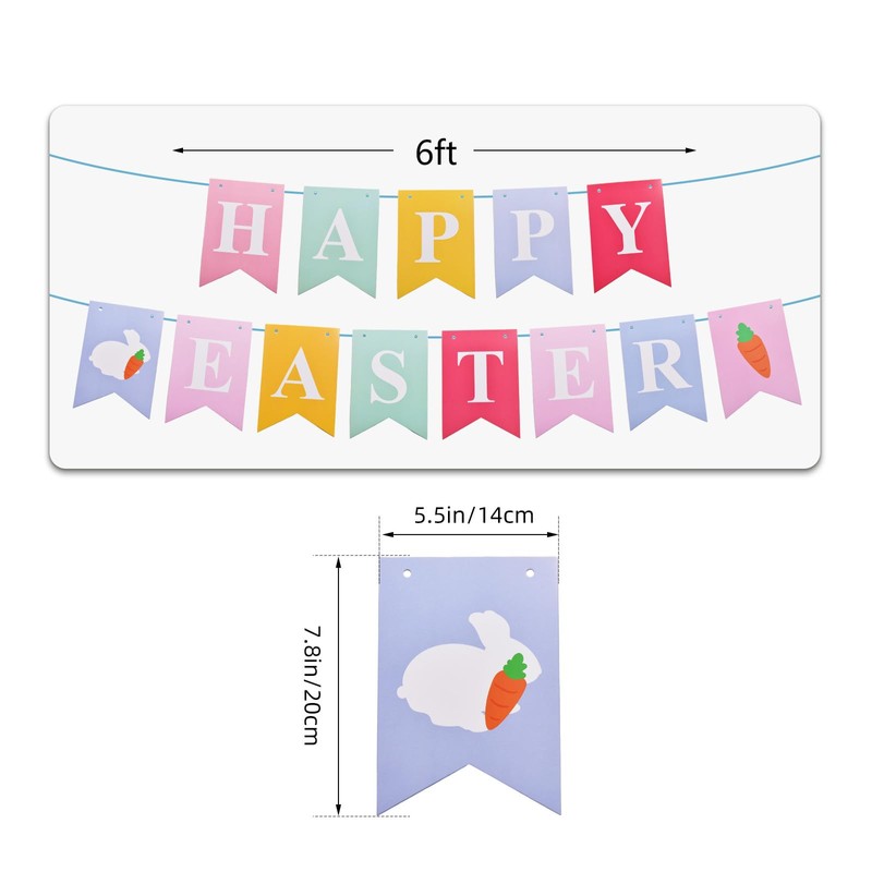 Happy Easter Banner Kit - Easter Bunny Carrot Flags +