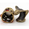 Solid Brass Amber Thimble with Cobra Snake as a lid
