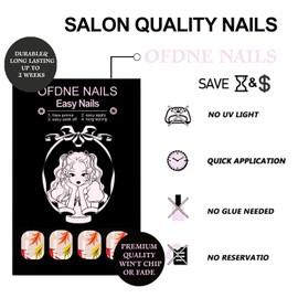 Fall Press on Nails Short Square OFDNE White French Tip Fake Nails False Nails with Designs Maple Leaves Fall Full Cover Glossy Glue on Nails Reusable Stick on Nails for Women Girls 24 Pcs