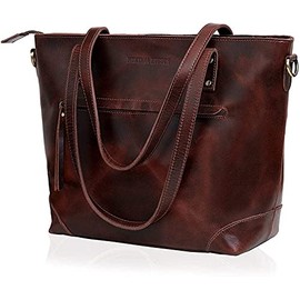 VINTAGE BROWN EVA LEATHER ZIP TOTE WITH WALLET