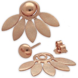 Rose Gold Sterling Silver Ear Jacket Flower Earrings, Statement Minimal Earrings, Front and Back Earrings, Unusual Stud Earrings for Women, Handmade Flower jewellery