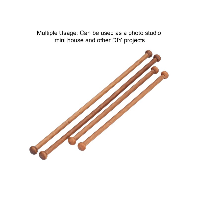 Pack of 4 Hanging Rods, Sandalwood Round Clothes Rail, Wooden