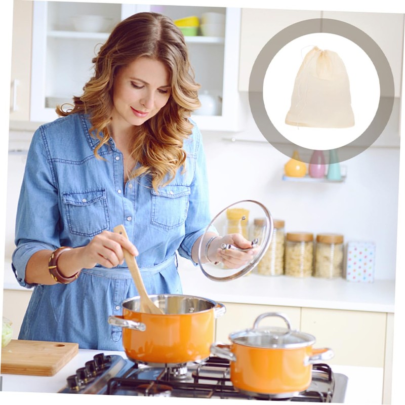 ULTECHNOVO 20pcs Reusable Drawstring Soup Bags Fine Mesh Cooking Strainer