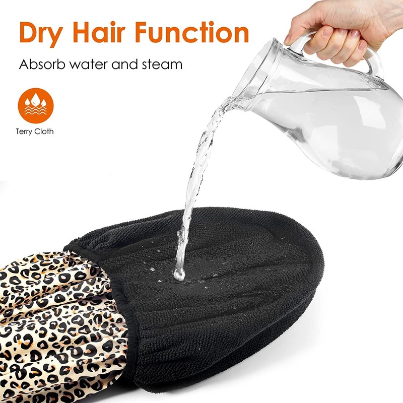 Auban Shower Cap, Shower Cap for Women Terry Cloth Lined
