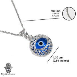 MYSTIC JEWELS by Dalia Evil Eye Crystal and Sterling Silver Necklace, Sterling Silver, Not applicable