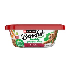 Purina Beneful Wet Dog Food Freshly Prepared Meals Beef Stew with Peas, Carrots, Rice, and Barley - (Pack of 8) 10 oz. Tubs