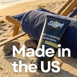 SLAM MysteryMan Men's Sunscreen Lotion SPF 50 & Moisturizer – Face & Body Sunblock, Anti-Aging, Water-Resistant, Hawaii Act 104 Safe, Daily Sport Skincare for Men, Scented – 3 fl oz. Double pack.