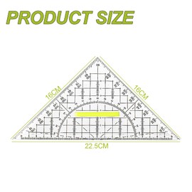 Set Square Set with Handle, Plastic Set Square 20 cm, Transparent Drawing Triangle Protractor for Angle Measurement, for School, Office, Students, Designer, Painting