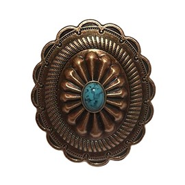 Rodeo Drive Western Scarf Slide Concho Multiple Colors 1.5" (Copper Turquoise Oval)