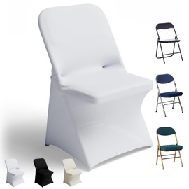 Zdada 100 PCS White Folding Chair Covers for Party Spandex Stretch Chair Cover Durable, Washable Slipcovers, Universal Fit for Weddings, Dining, Events Decor