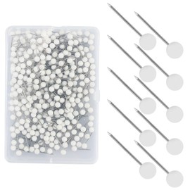 330 Pcs Round Head Tacks, 1/8 Inch Map Push Pins, White Drawing Pins, Steel Points Map Push Pins, Round Head Map Tacks Push Pins, With Storage Box, for Cork Notice Board, Bulletin Boards