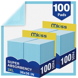 MKISS Bed Pads Disposable 36" x 36" (100 Counts), Large Incontinence Underpads Leakproof Quick Drying Max Absorbent Disposable Pee Pads for Adults, Baby, Puppy, Children, Elderly
