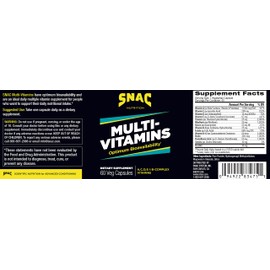 SNAC Multi-Vitamins Daily Supplement with Optimum Bio-Availability, 60 Capsules