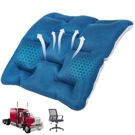 DUXCIYHTA Large Size Air Pressure Reducing Cushion for Office Chairs，Car Seat Travel Cushion，Washable， Non-Slip Memory Hollow Tube Seat Cushion，18.1"x18.1"x 2.4"，Navy Blue