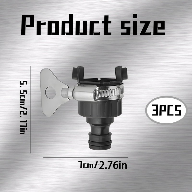 3 Piece Universal Tap Connector for Hose Pipe, Adjustable Indoor