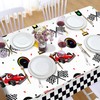 Parrtty Hurrican 2 Pcs Racing Car Plastic Tablecloths, Car Checkered