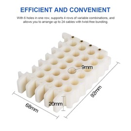 Cable Comb Organizing Tool, 24-Hole Cable Dresser, 6 * 4 Wire Comb, Ethernet Comb Tool, Cable Organizing and Bundler, Network Cable Management and Organizer, CAT5, CAT6