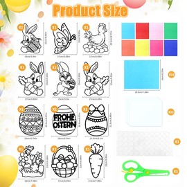 XLZJYIJ 12 Stück Ostern Basteln Kinder, DIY Bastelset Ostern Fensterbilder, Ostern Papierbastelset, Fensterbilder Ostern Basteln Ostereier Basteln Papier Kinder Frühling Hasen Ostereier