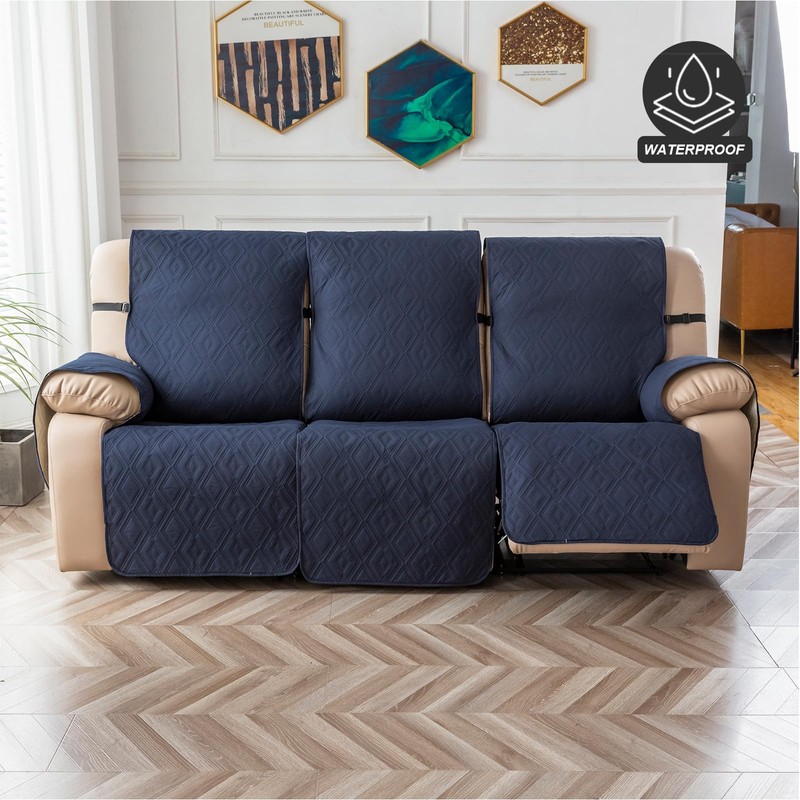 Genina Waterproof Couch Cover for Reclining Couch 3 Seater Non-Slip,