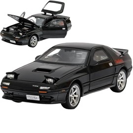 ERBADIHAGO Toy Cars Compatible for 1/32 1990 Mazda Savanna RX-7∞ (FC3S) Efini Ⅲ Metal Model Car Pull Back Car Toys with Light and Sound Collectible Model for Children (Black)