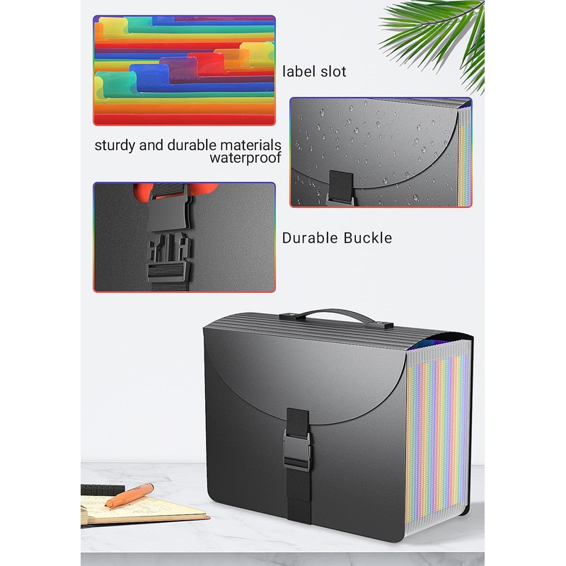 Vanulee 25 Pockets File Organiser Box File Folder,Document Organiser Concertina