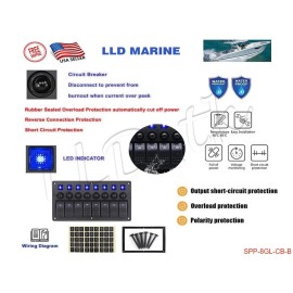 LLD_TK 8 Gang Switch Panel Circuit Breaker Toggle Rocker Boat Marine RV Truck Camper