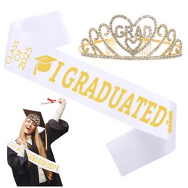 Class of Graduation Sash 2025, Graduation 2025 Sash with Golden Crown, Graduation Stole for Graduation, Graduation Decoration Set, for Photo Background, Graduation Party, Passed Exam Decoration, etc