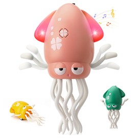 JZUVNEZ Interactive Dancing Octopus Baby Toy, Electric Crawling Tummy Time Toy,Rechargeable Music Sensory Toy Dancing Squid for Boys,Girls, Great Gifts for Birthday,Christmas(Pink)