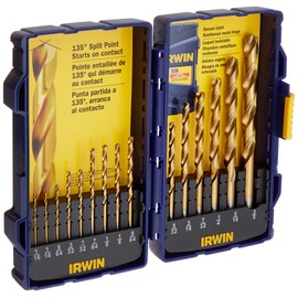 Irwin Tools 4935607 Titanium Nitride Coated High-Speed Steel Drill Bit Set, Pro Case, 15-Piece