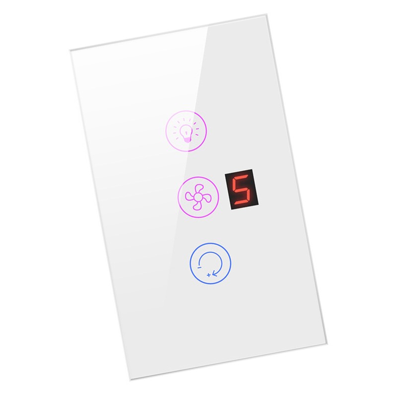 Tuya WiFi Intelligent Touched Screen Fan Light Switch Speed Adjustable