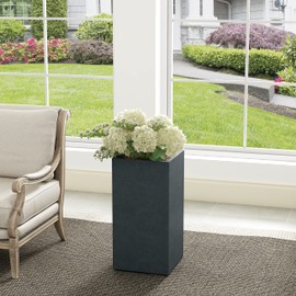 Kante AF0002C-60121 Concrete Rectangle Tall, Large Outdoor/Indoor Planter Pots Lightweight with Drainage for Patio Deck Livingroom, 28" H, Slate Gray