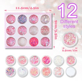 MultiValue Nail Charms, 12 Colors in Boxes Nail Art Kit with Pink White Powder Pearl Hear Star Nail Rhinestones 3D Nail Supplies for Nail Techs Glitter Crystals Nail Gems for Nail Decor (Pearl+Star)